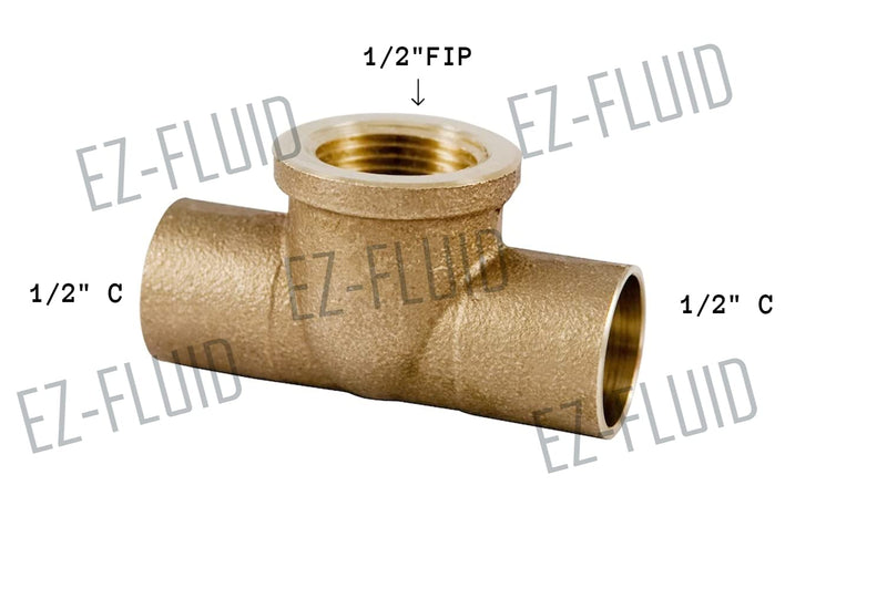 EZ-FLUID Plumbing 1/2" C X C X FIP Tee Lead Free Brass Tee,Pressure Copper Fitting with Sweat Solder Connection Reducing Tee for Residential,Commercial (1) - NewNest Australia