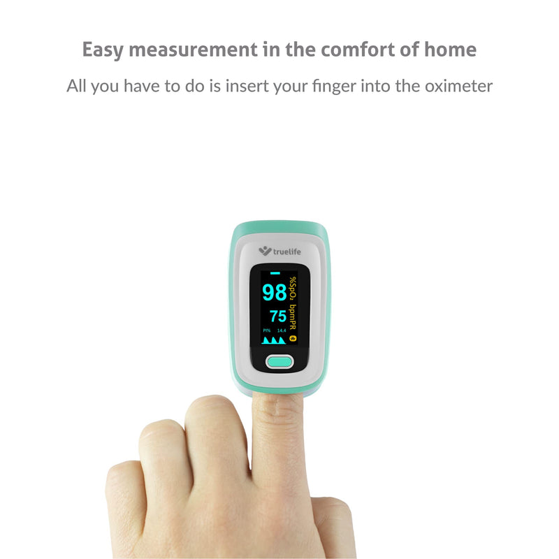 Truelife Oximeter X5 Bluetooth And App, Oxygen Saturation, Heart Rate And Perfusion Index, 6 Display Modes, Audible Signal For Pulse Rate, Belt Bag And Lanyard - NewNest Australia