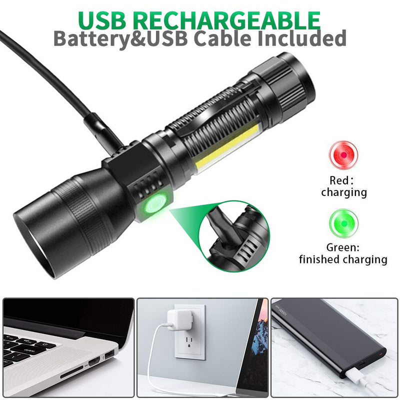 Bright Flashlight (Battery Included), UV Flashlights LED Rechargeable, Magnetic Flashlight, High Lumen, 7 Modes, Waterproof Mini Black Light Flashlight for Camping Pet Urine Detection Emergency 2pack 2 - NewNest Australia