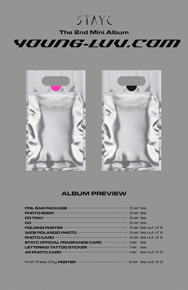 STAYC - Young-LUV.COM [Young ver.] (2nd Mini Album) Album+Pre Order Limited Benefits+CultureKorean Gift(Decorative Stickers,Photocards) - NewNest Australia