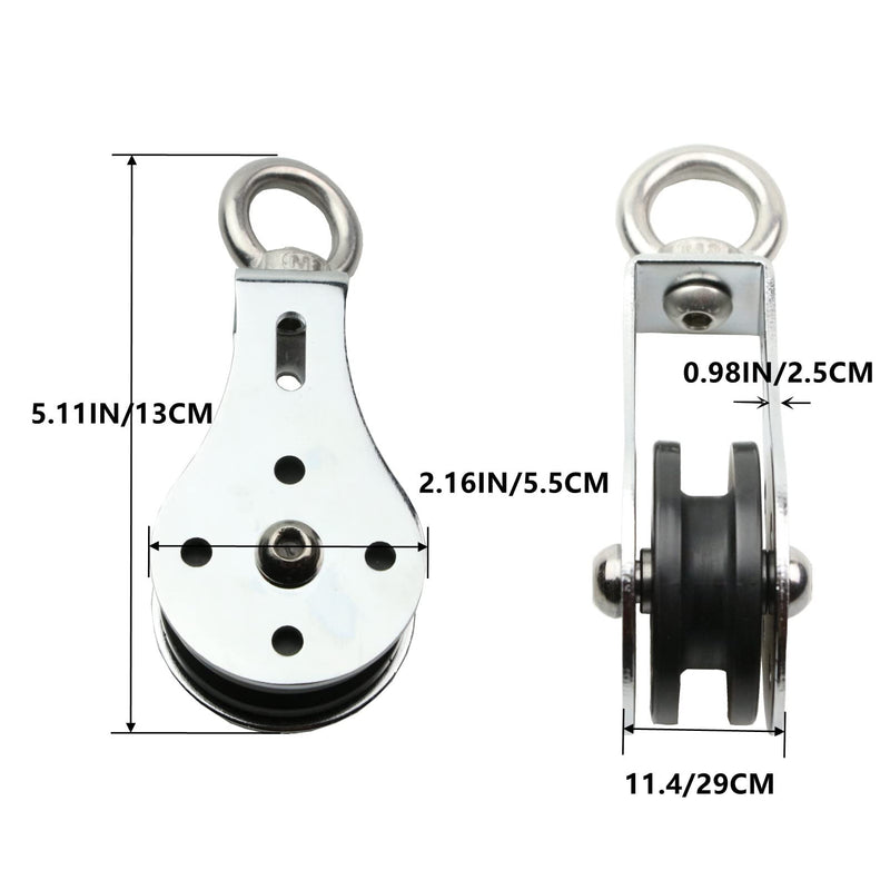 Pulley Wheel Stainless Steel Small Pulley Block 360 Degree Rotating Silent Cable Pully Load Bearing Mechanical Pulleys, Silver (Silver-1) Silver-1 - NewNest Australia