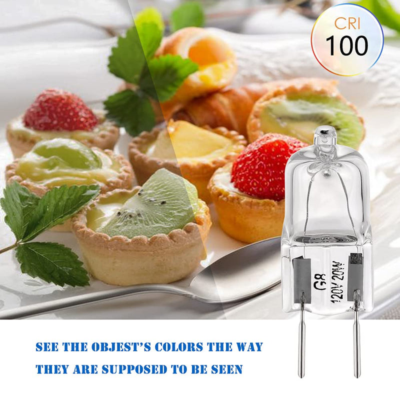 G8 Light Bulbs 20Watt 120Volt Halogen Light Bulb G8 Base Bi-Pin Shorter 1-3/8" (1.38") Length 20W T4 JCD Warm White Under Cabinet Puck Lighting Replacements,10Pack - NewNest Australia