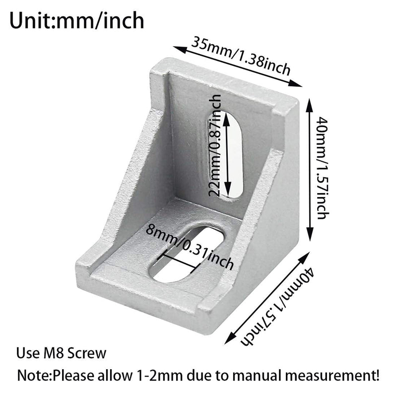 Tsnamay 4040 Inside Corner Bracket Gusset for 4040 Aluminum Extrusion Profile with Slot 8mm-10PCS 10pcs - NewNest Australia
