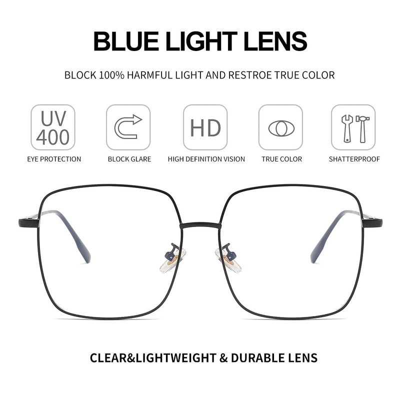 Dollger Blue Light Filter Glasses, Blue Light Blocking Glasses Women Without Prescription Glasses Blue Light Filter Large For Pc, Tv, Gaming & Mobile Phone Metal Frame, Gold Frame, L - NewNest Australia
