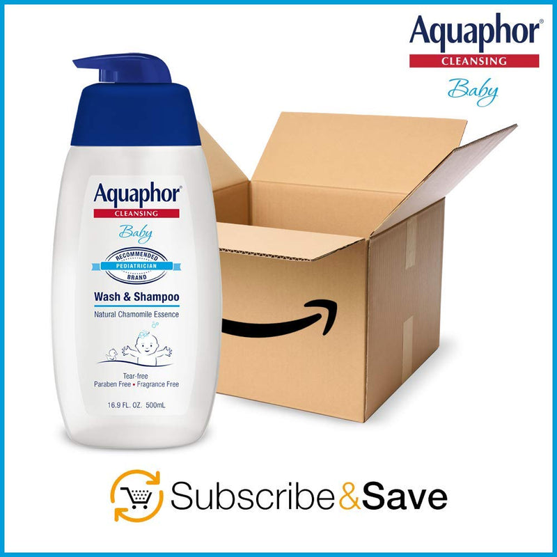 Aquaphor Baby Wash and Shampoo - Mild, Tear-free 2-in-1 Solution for Baby’s Sensitive Skin - 16.9 fl. oz. Pump - NewNest Australia