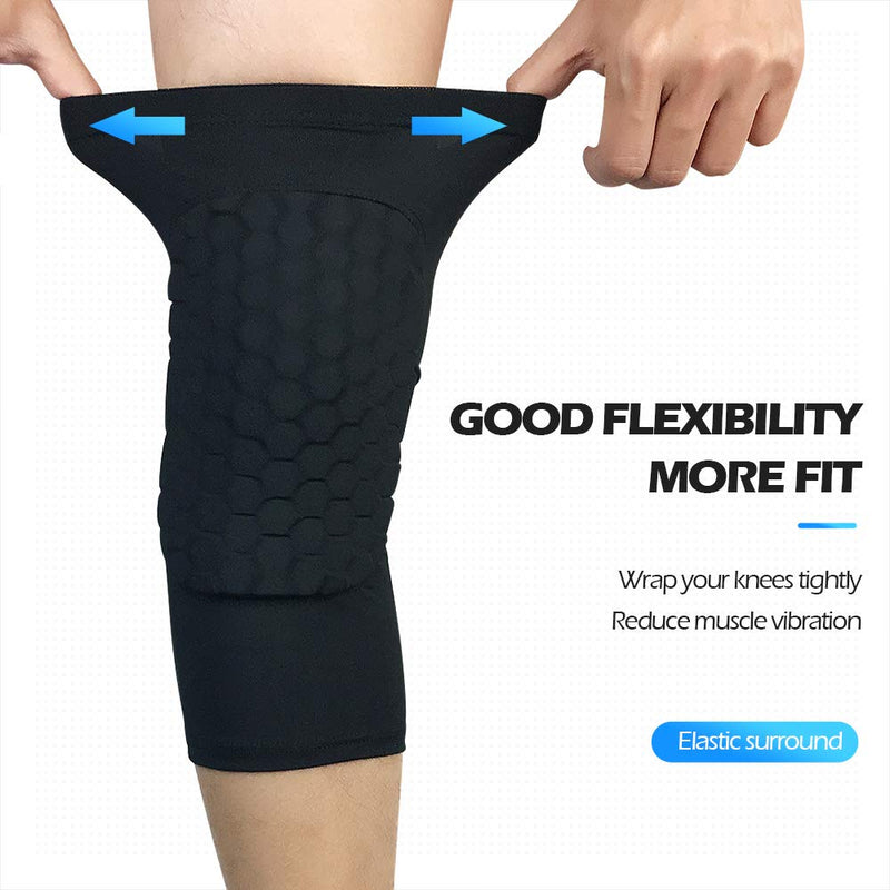 ESGTON Knee Pads EVA Padded Crashproof Leg Sleeve Compression Knee Braces (1 Pair) Youth & Adult - Football Volleyball Basketball-Black Black Large - NewNest Australia