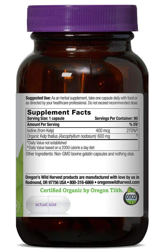 Oregon's Wild Harvest, Certified Organic Kelp Capsules with Iodine, Herbal Supplement, 90 Ct - NewNest Australia