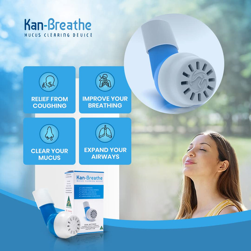 KAN-BREATHE Natural Lung Exerciser & Mucus Removal Device - Naturally Clear Mucus From Airways & Improve Lung Capacity With This Opep Respiratory Breathing Exercise Device - Made in Australia – Blue - NewNest Australia