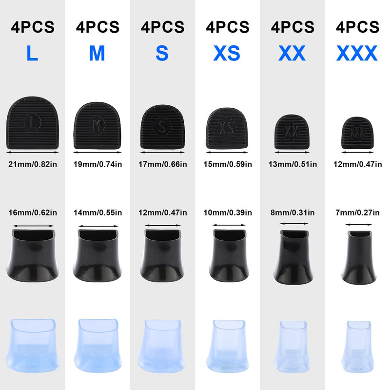 AIEX 12 Pairs of High Heel Protectors, 6 Sizes High Heel Caps Black & Clear Semicircle Shoe Heel Protectors for Grass Gravel Wedding Outdoor Activities Easy and Stable Walking (XXX, XX, XS, S, M, L) - NewNest Australia
