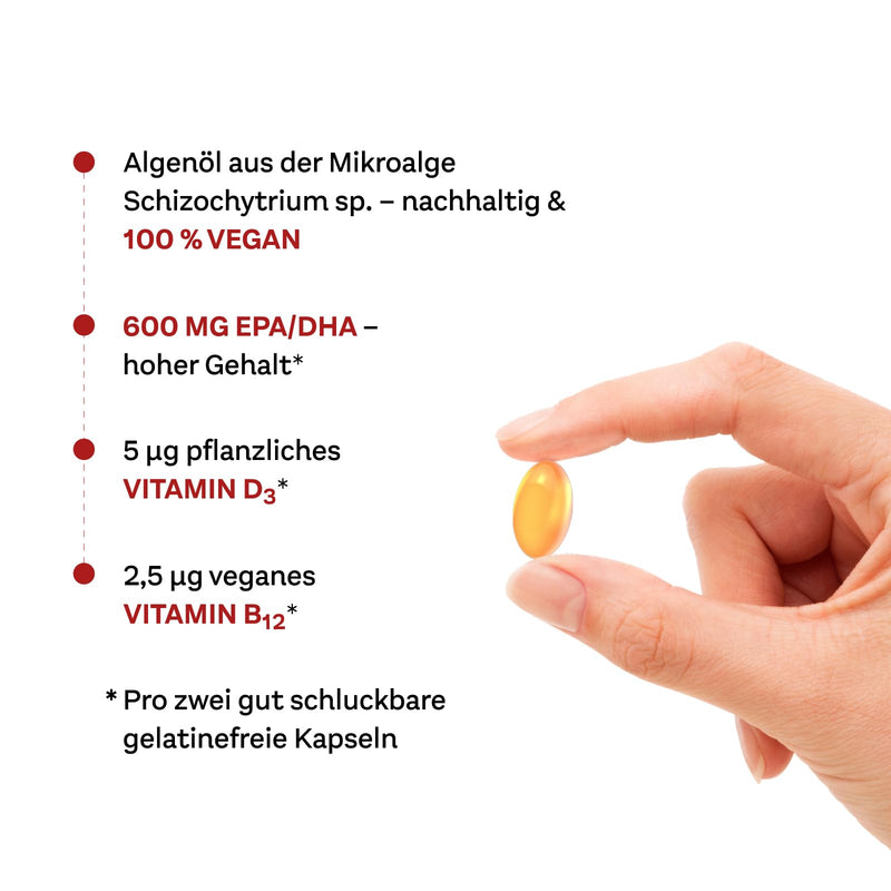 Doppelherz system OMEGA-3 VEGETABLE - algae oil - vitamin D as a contribution to the normal function of the immune system - 120 capsules 120 pieces (pack of 1) - NewNest Australia