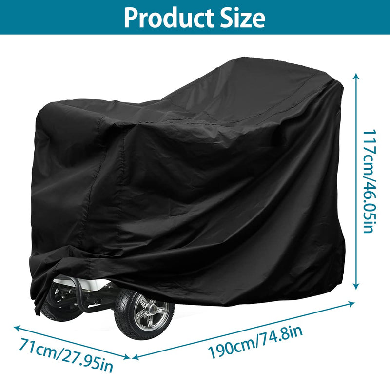 Heavy Duty Mobility Scooter Cover with Storage Bag, 190D Oxford Waterproof Anti-uv Wheelchair Storage Cover Anti Dust Motorbike Protect Cover for Most Mobility Scooter (190*71*117cm) 190*71*117cm - NewNest Australia