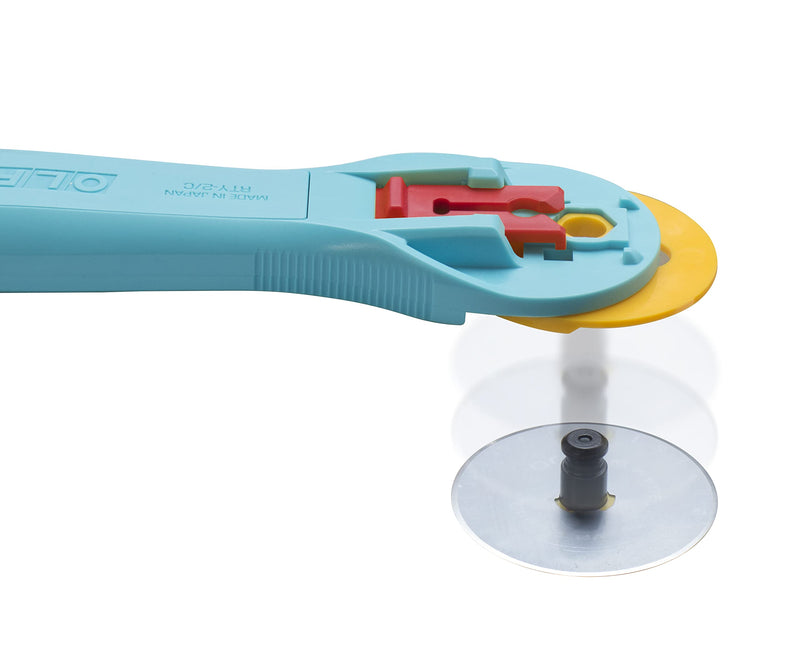 OLFA 45mm Quick-Change Rotary Cutter (RTY-2/C) - Rotary Fabric Cutter w/ Blade Cover for Crafts, Sewing, Quilting, Replacement Blade: OLFA RB45-1 (Aqua) - NewNest Australia