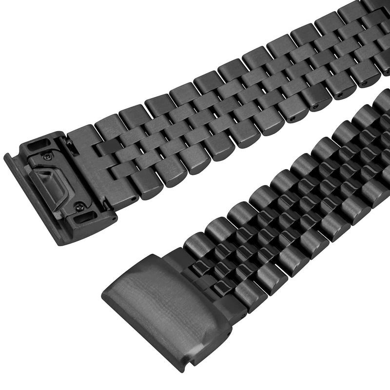 Yingshi 5 Round Strap Compatible for Garmin Fenix 6X 6X Pro Sapphire Editions Fenix 5X Plus Fenix 3 HR Sapphire 26mm Stainless Steel Watch Band Black - NewNest Australia