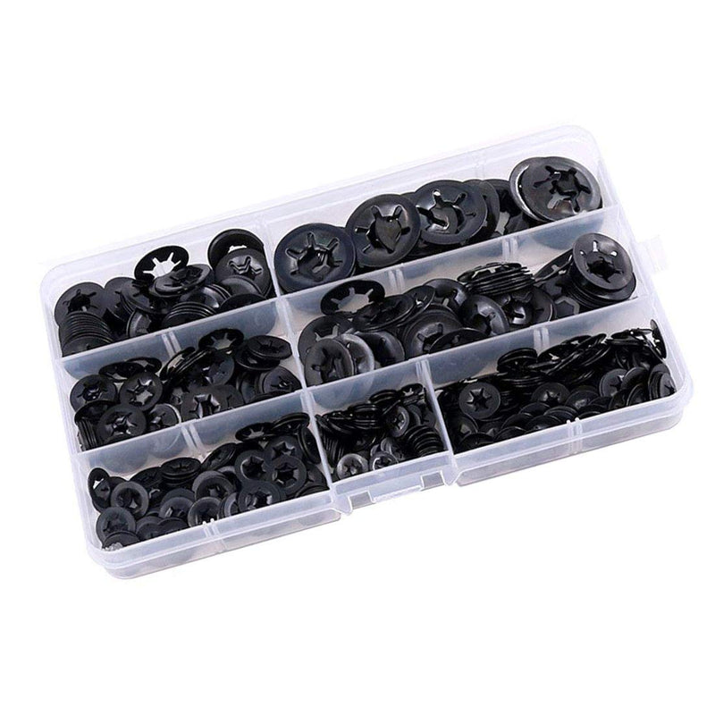 SpzcdZa 260pcs 7 size Internal Tooth Starlock Washers Locking Washer Assortment Kit, Push On Speed Clips Fasteners Assortment Kit,Quick Speed Locking Washers,Black Oxide Finish65Mn Black Oxide Finish - NewNest Australia
