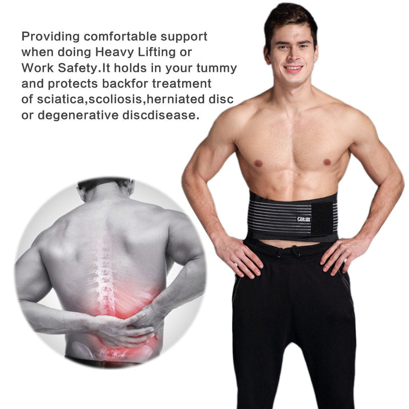 Cotill Lower Back Support Belt - Lumbar Brace for Pain Relief and Injury Prevention Dual Adjustable Straps Breathable Mesh Panels (L/XL Waist 83cm to 109cm) L/XL (Pack of 1) - NewNest Australia