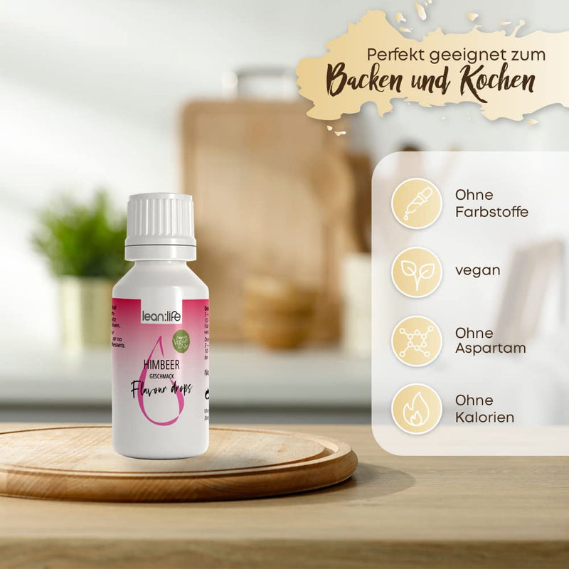 Lean:Life - Flavor Drops 30 ml - Raspberry - Flavor Drops for Food - Sugar-Free and Low Calorie 30 ml (Pack of 1) - NewNest Australia