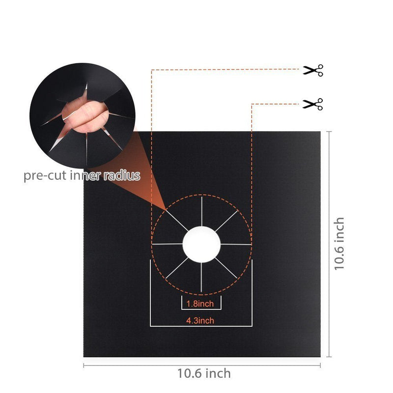 Stove Burner Covers - Gas Stove Protectors Black 0.2mm Double Thickness, Reusable, Non-Stick, Fast Clean Liners for Kitchen/Cooking. Size 10.6" x 10.6" BPA Free(8 Packs) - NewNest Australia