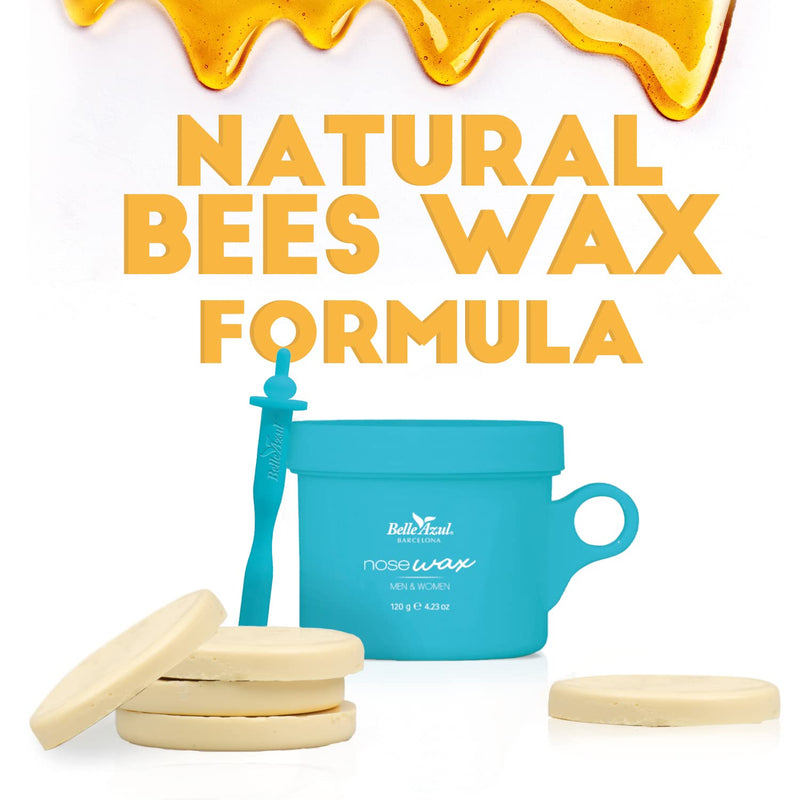 Belle Azul Nose Hair Wax Removal Set - 120g - Nose Hair Warm Wax Hair Removal Kit - made from high-quality organic beeswax - with 20 reusable applicators - men & women - Made in Spain - NewNest Australia