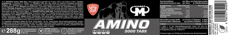 Mammut Amino 3000 Tabs - Pack of 300 (1 x 350 g) - NewNest Australia