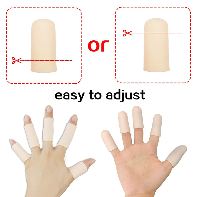 Gel Finger Cots, Finger Protector Support(14 PCS) New Material Finger Sleeves Great for Trigger Finger, Hand Eczema, Finger Cracking, Finger Arthritis and More. (Beige, Short) Beige - NewNest Australia