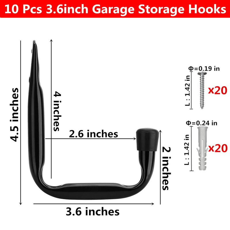 Garage Storage Hooks, Heavy Duty J Utility Hangers (Black, Pack of 10) - NewNest Australia