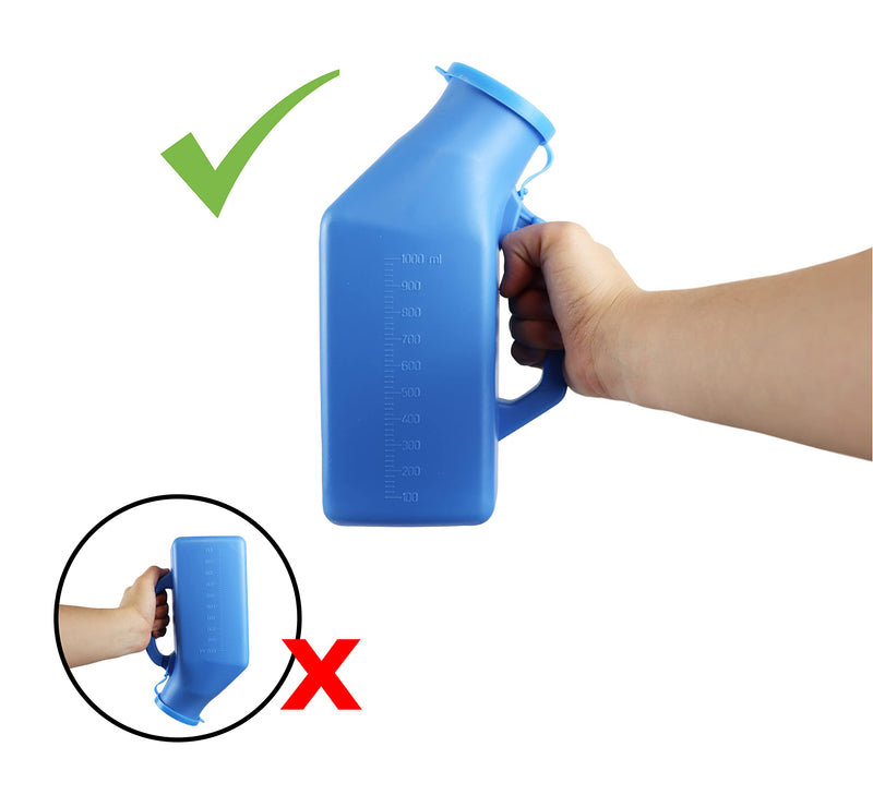 Pepe - Urine Bottles Male (x2 Units, Not Leakproof), Male Urinal Bottle with Lid, Portable Urinals for Men 1000 ml, Emergency Urinal Bottle, Pee Bottle for Men, Urine Bottle Blue 2 counts - NewNest Australia