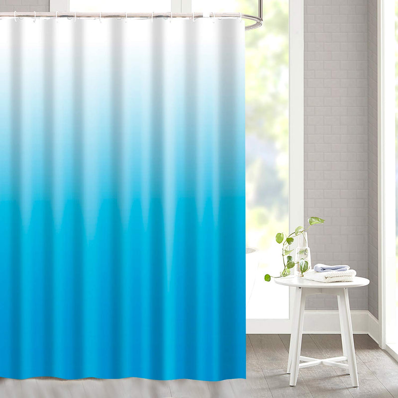 Gradual Color Design Fabric Shower Curtain with 12 Hooks Ombre Shower Curtain Gradual Blue for Bathroom Waterproof , Standard 72X72inch - NewNest Australia