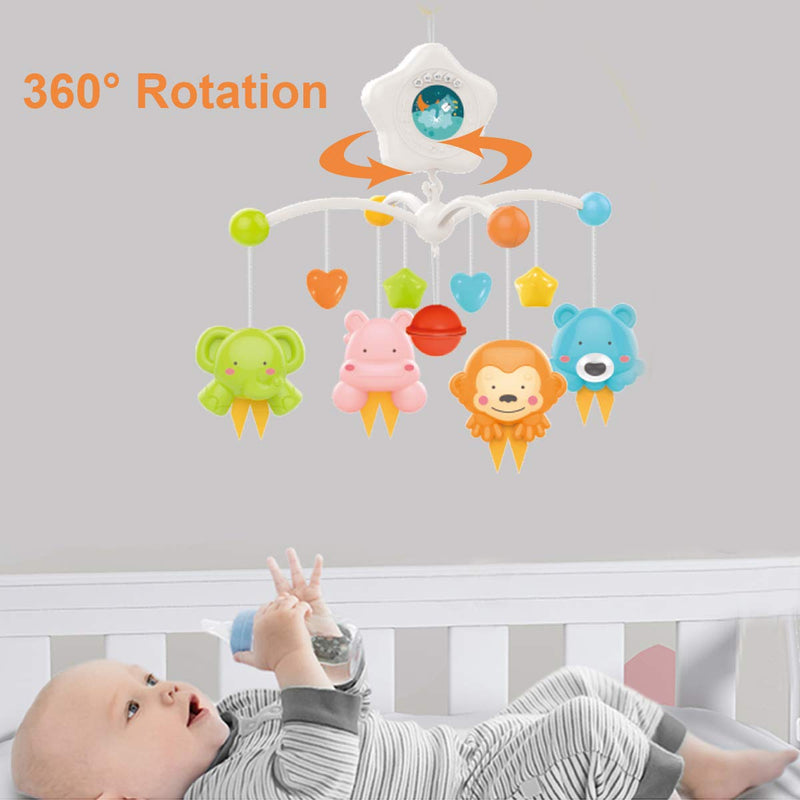 NewNest Australia - Baby Crib Mobile with Projrctor and Relaxing Music, Hanging Rotating Animals Rattles Nursery Gift Toy for Newborn 0-24 Months Boys and Girls Sleep(Blue) 