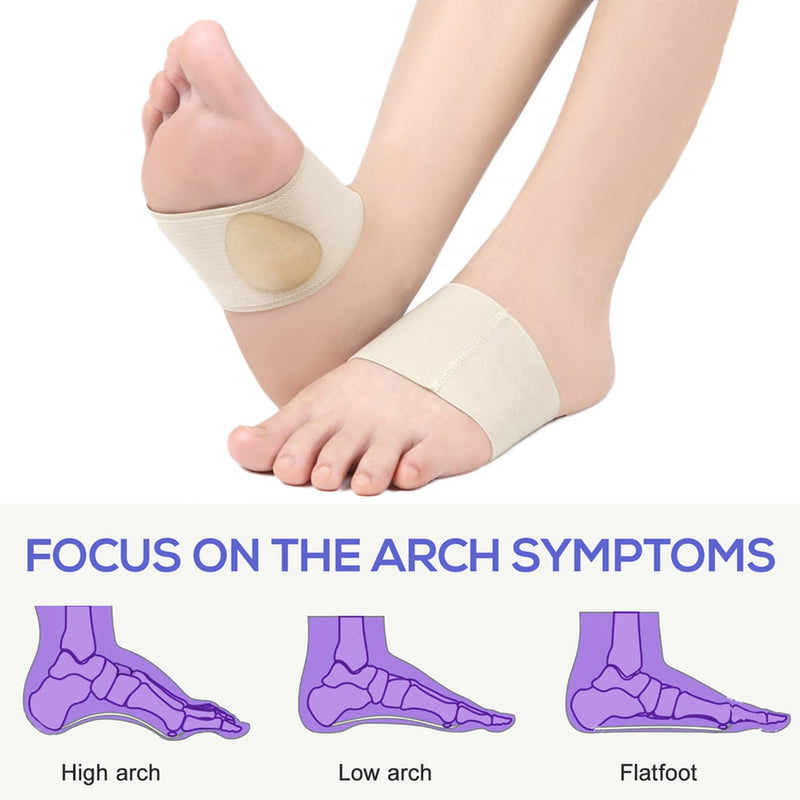 2 pairs of foot bandages, bandage foot socks for pain relief for flat feet with gel pads, foot bandage metatarsal for foot care for women and men (S, black and beige) S - NewNest Australia