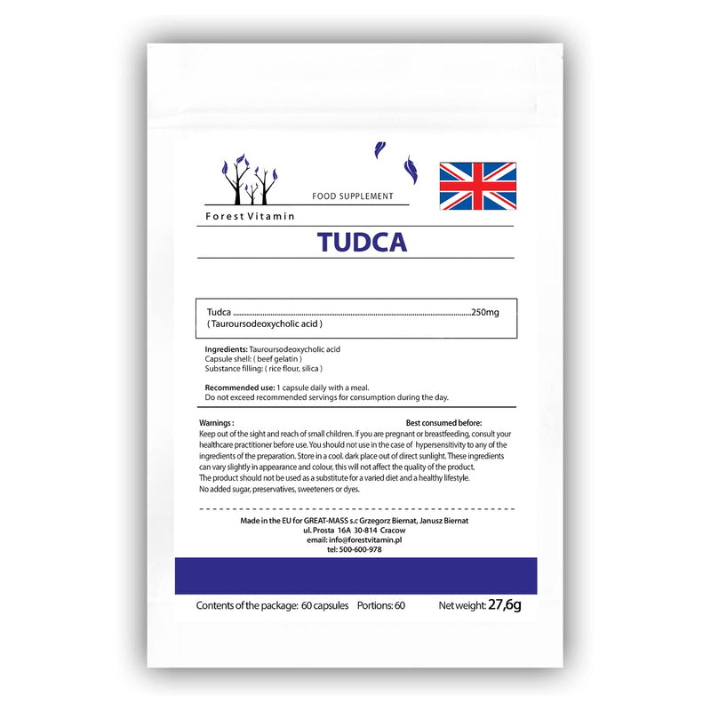 TUDCA - Forest Vitamin TUDCA 250mg Capsules - Tauroursodeoxycholic Acid - Super Liver Support - Health and Beauty (60) 60 - NewNest Australia