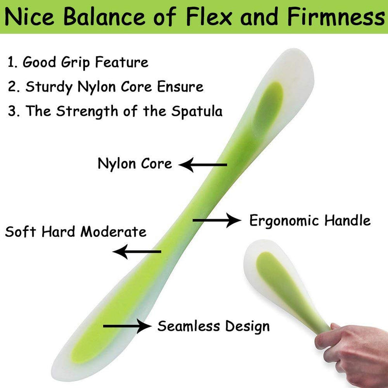 Silicone Spatula Scraper Spoon Double-Headed Dual-Purpose for Cooking Baking Spreading Mixing Supplies , Ideal Gifts of Home Utensi Kitchen Good Grip Gadget Cake Accessory for Dad or Mom(Green) Green - NewNest Australia