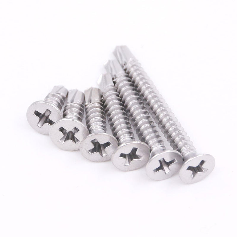 Hilitchi 240 Pcs 410 Stainless Steel Flat Head Phillips Self Drilling Screws Sheet Metal Tek Screws Assortment Kit, Modified Truss Head Self Driller - Size: #8 x 1/2" ~ #8 x 1-1/2" (Pack of 240) #8 Flat Head - NewNest Australia
