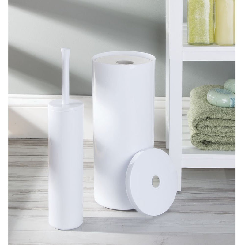 iDesign Una BPA-Free Plastic Toilet Bowl Brush and Holder Set - 3" x 3" x 16.3", White - NewNest Australia