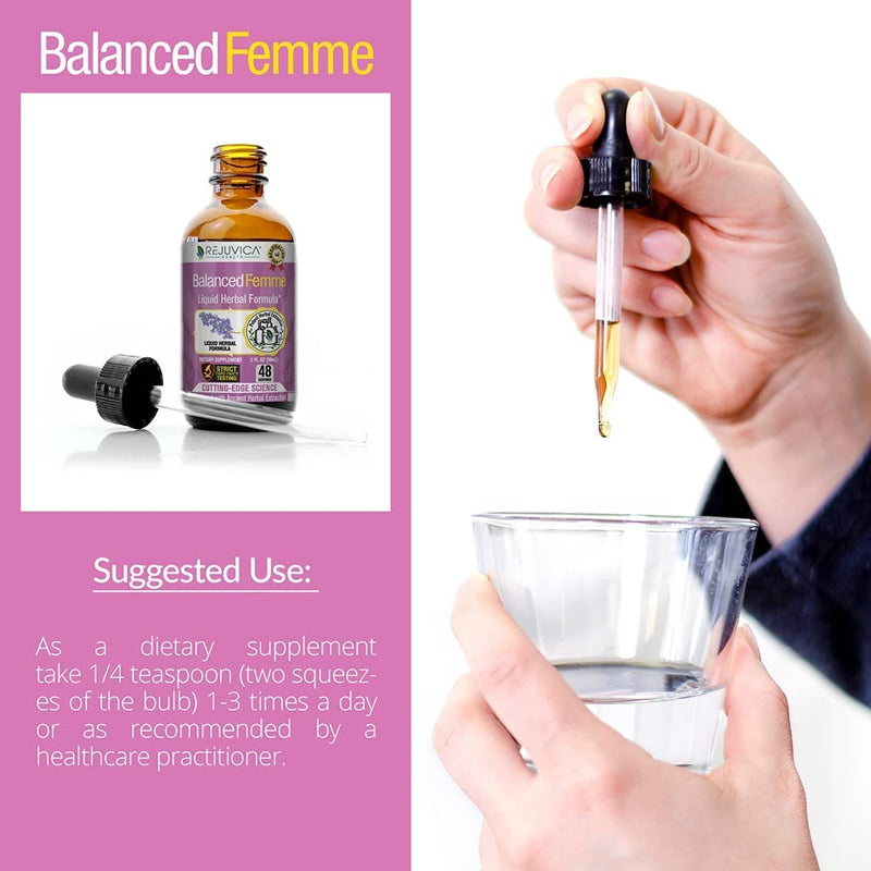 Balanced Femme Natural PMS and Menopause Support for Hot Flashes with Black Cohosh - All-Natural Liquid for 2X Absorption - NewNest Australia