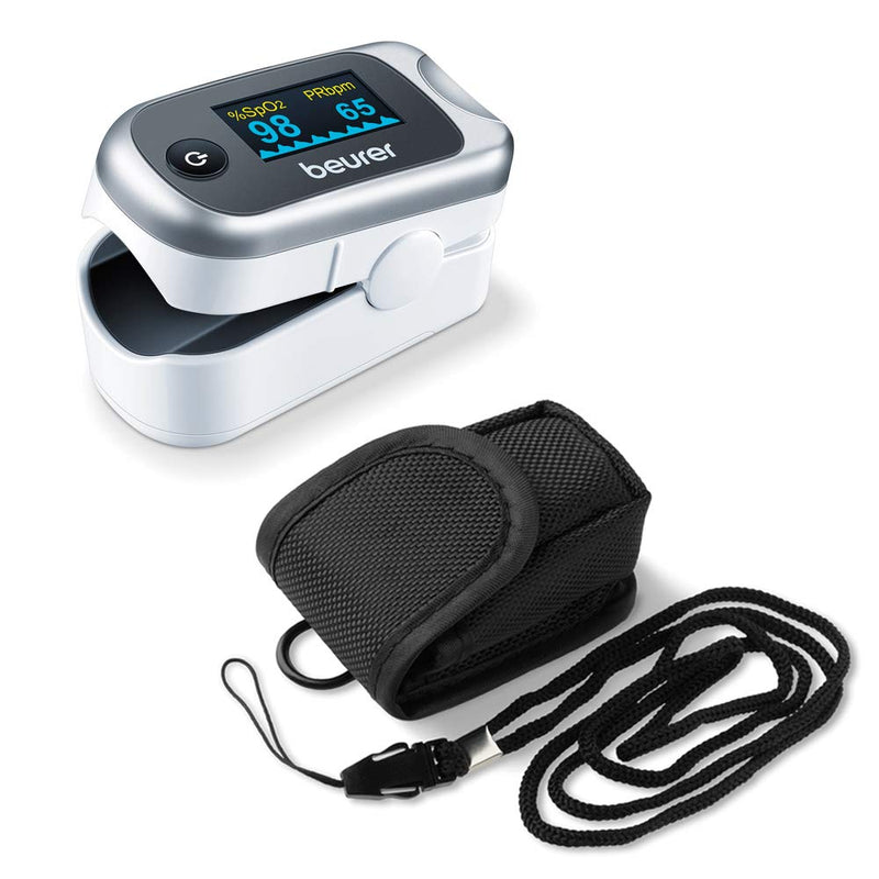 Beurer PO 40 pulse oximeter, measurement of oxygen saturation (SpO₂), heart rate (pulse) and perfusion index (PI), painless use, color display, gray single - NewNest Australia