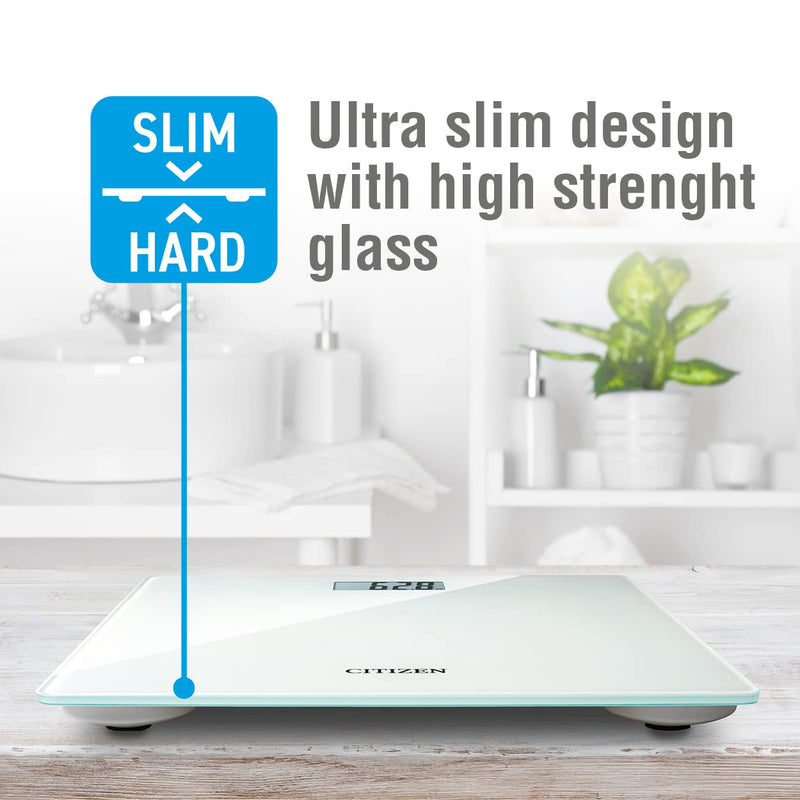 Citizen Hms324 White / Black Digital Body Scales Slim Design Comparable To Previous Measurements Slim Design With Instant Weight Measurement Lcd Display And Tempered Glass - NewNest Australia