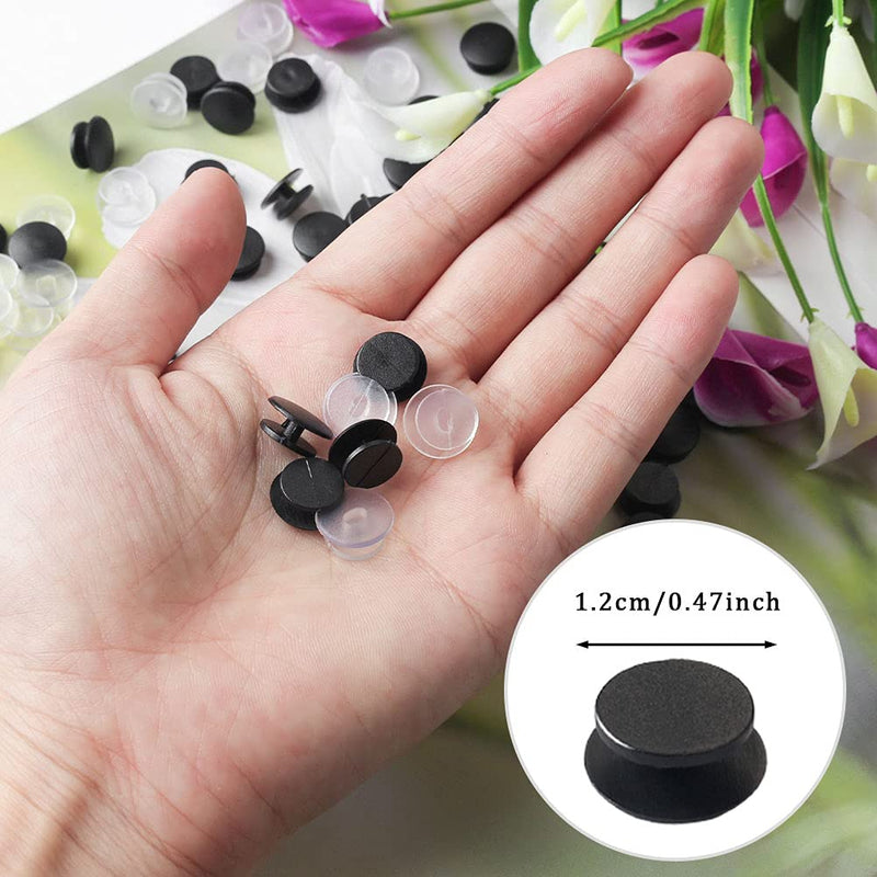 200 PCS Buckle Plastic Button, 2 Colors Shoe Charm Buttons Round Buttons DIY Shoes Charm Accessories for Kids, Wristband Charm Backs(Black, Transparent) - NewNest Australia