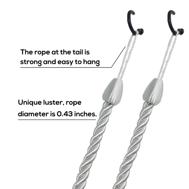 SLIFEOW Curtain Tiebacks Ropes, Decorative Handmade Tie Backs Curtain Holdbacks with 2 Metal Screw Hooks, Holders Cord for Thin or Thick Window Drapes Indoor Outdoor (White, 2) White - NewNest Australia