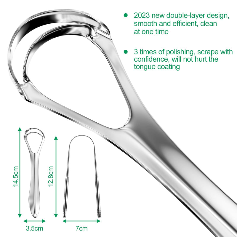 Fousenuk Tongue Cleaner 304 Stainless Steel Tongue Scraper Set Against Bad Breath Tongue Brush For Fresh Breath Tongue Cleaner With Handle For Adults And Children Pack Of 2 - NewNest Australia