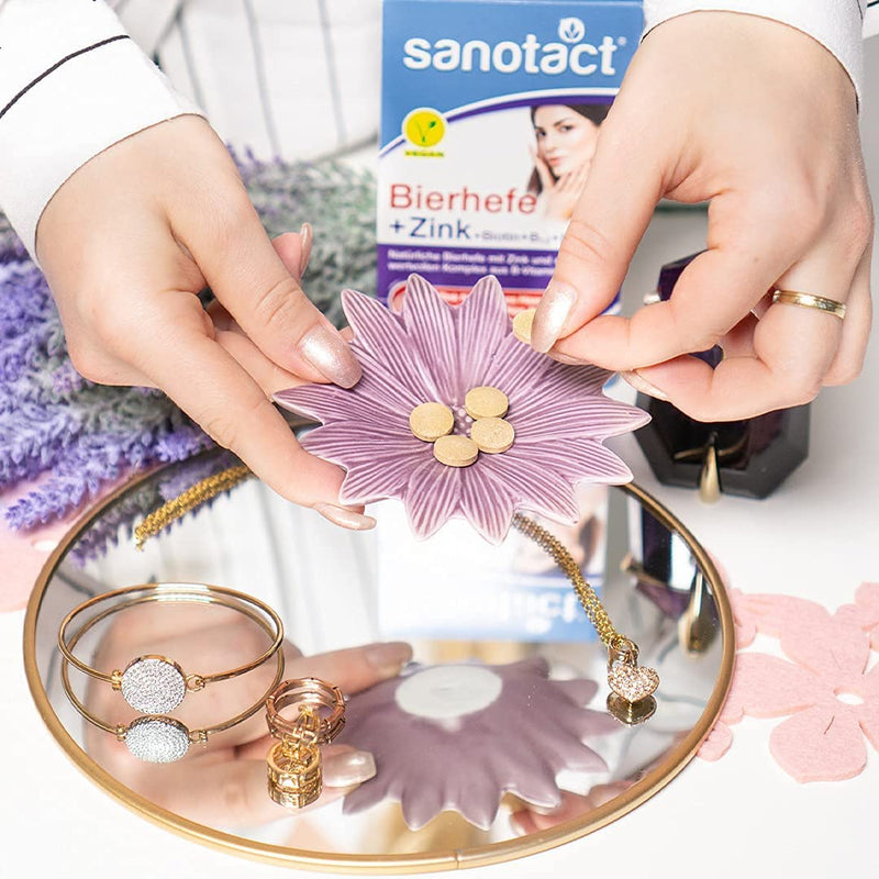 Sanotact Brewer'S Yeast + Zinc, 8 X 60 Tablets, Skin Hair, Nails, Vegan, Hair Vitamins With Brewer'S Yeast, Zinc, Biotin, B12, B6, Highly Effective Intensive Beauty Formula - NewNest Australia