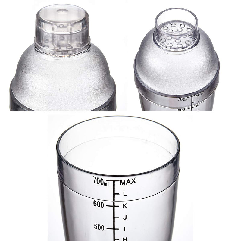 NewNest Australia - Plastic Shaker Cocktail 700cc / 24 oz Drink Mixer with Marks Clear Milk Tea Wine Shaker Bar Mixing Tool 