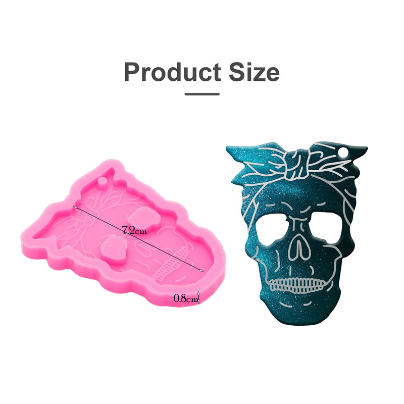 Shiny Glossy Skull Face Silicone Mold Keychain Polymer Clay Mold Necklace Epoxy Resin Jewellery Silicone Mold Resin Crafting Molds Halloween Keychains Mold - NewNest Australia