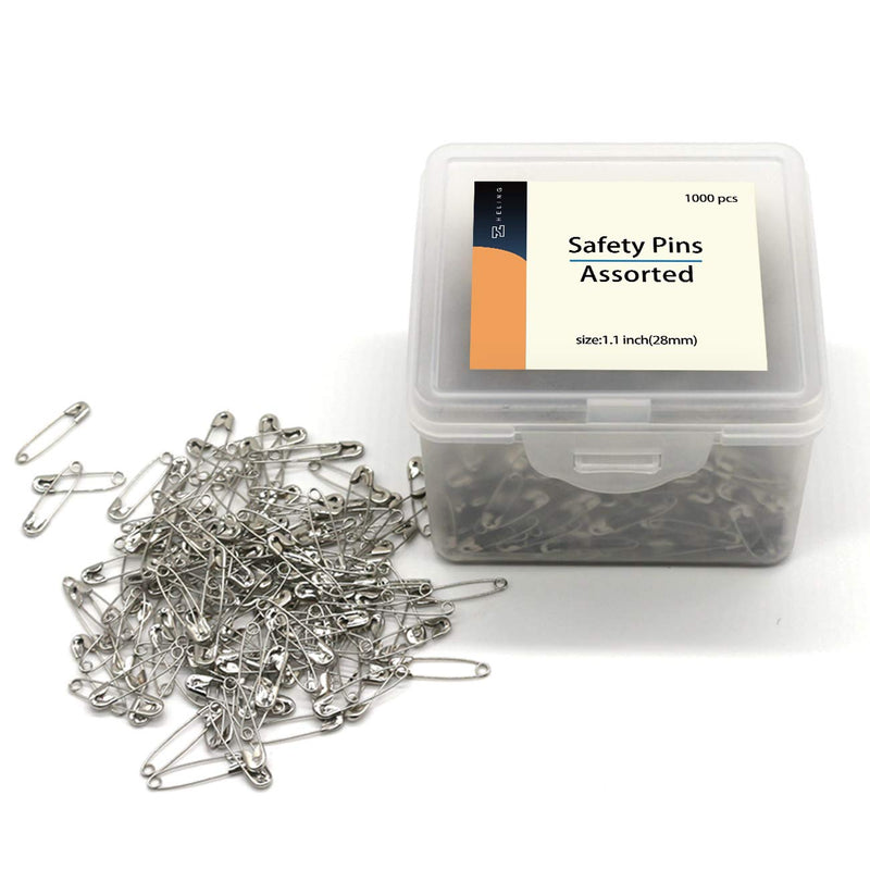 1000Pieces -Safety Pins, 1.1 inch Safety Pins Bulk Metal Silver Sewing Pins Clothing Clips Tool 28mm/ 1.1 inch Decorative Safety pins, Sewing Accessories Kit for Baby Clothing Jewelry Makin (1.1 inch) - NewNest Australia