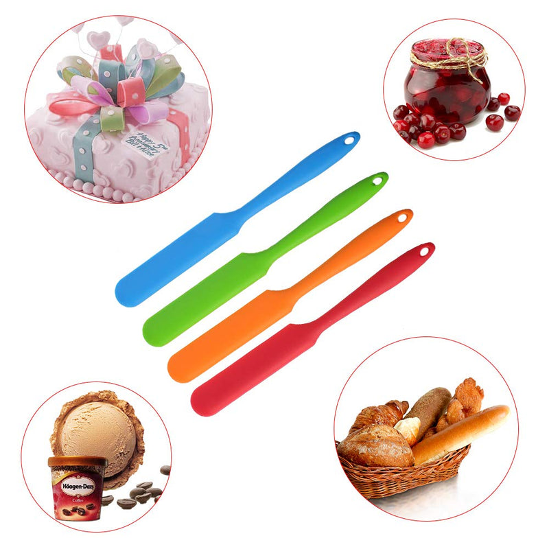 NewNest Australia - 4pcs Silicone Spatula Set Heat Resistant Cake Cream Butter Spatulas Mixing Batter Scraper Non-Stick Flexible Baking Cooking Tool 4 Colors Multicolor 