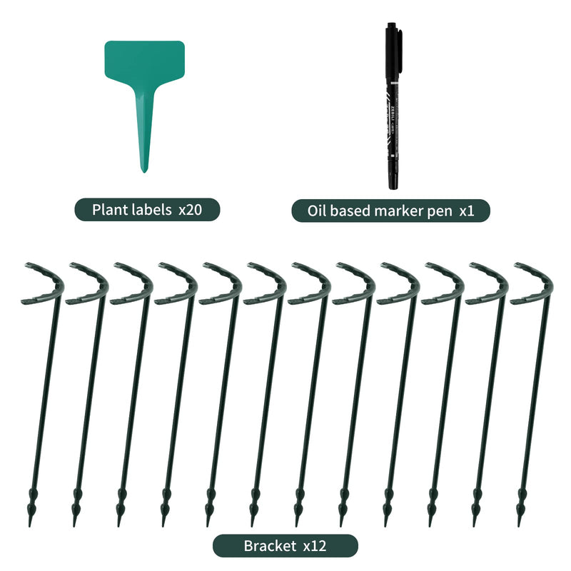 Upgraded 12 Pack Plant Support Plant Stakes,Half Round Plant Support Ring Plastic Plant Cage Holder Flower Pot Climbing Trellis for Small Plant Flower Vegetable,Indoor Plants with 20 Pcs Plant Labels - NewNest Australia