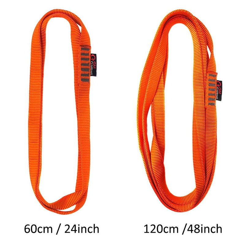 GM CLIMBING 16mm Nylon Sling Runner 22kN / 4950lbf CE UIAA Certified Fluorescent Orange 60cm / 24inch | Pack of 3 - NewNest Australia