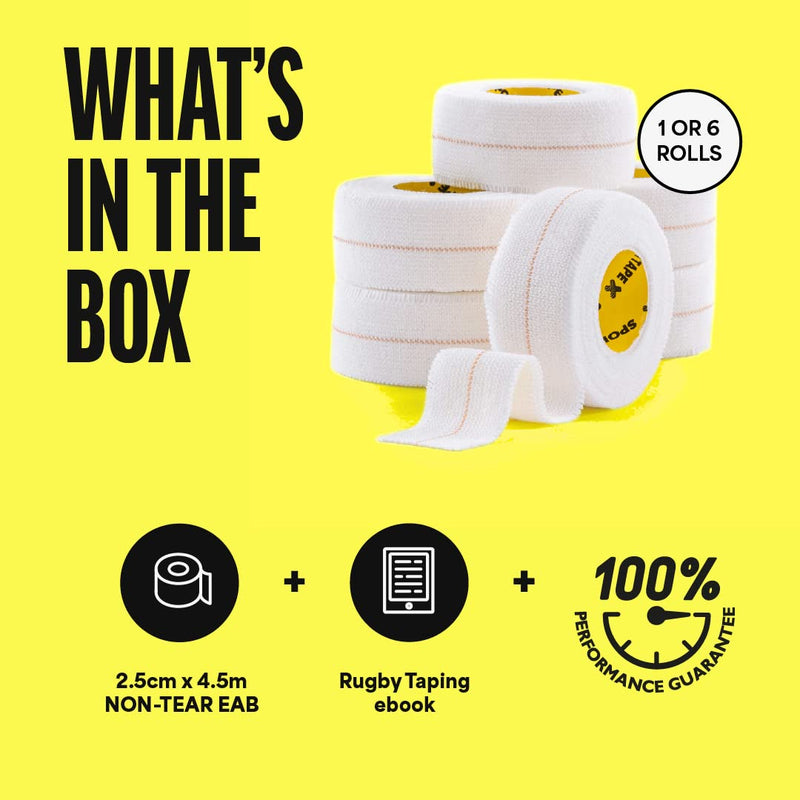 SPORTTAPE EAB Fabric Strapping Tape - 2.5cm x 4.5m | Thumb Tape, Rugby Finger & Toe Tape | Non Tear Elastic Adhesive Bandage Tape, Strapping Tape for Sport and Medical Use - Single Roll - NewNest Australia