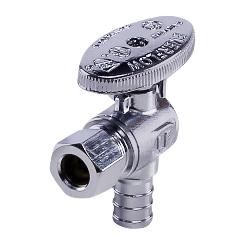 MIDLINE VALVE 81512QS-OM Water Supply Stop Valve with Quarter Turn Wheel; Lead Free; Angle Shut-off for Toilet, Sink, Dishwasher; 1/2 in. PEX x 3/8 in. O.D. COMP; Chrome Plated Brass - NewNest Australia