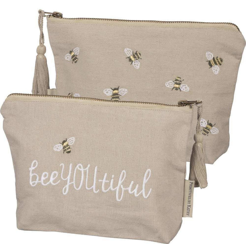 NewNest Australia - Primitives by Kathy Embroidered Zipper Pouch, Small, Bee 