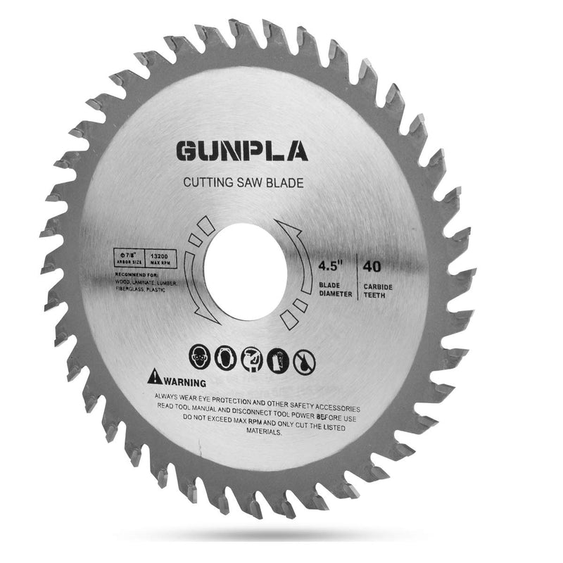 Gunpla 3 Pieces 4-1/2-inch 40 Tooth Alloy Steel TCT General Purpose Hard & Soft Wood Cutting Saw Blade with 7/8-inch Arbor - NewNest Australia